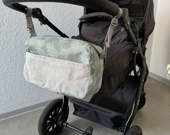 Kinderwagen-Organizer / Kinderwagen-Tasche / Buggy Organizer blau/weiß mit Sternen