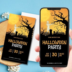 Halloween Party Invitation, Editable Ghost Invitations, Halloween Birthday Invite, Halloween Party Invite, Haunted House, Animated invite