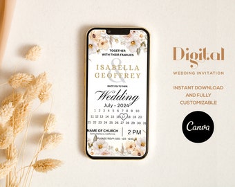 Animated Wedding Invitation Video Template, Wedding card Video Invitation Template Canva, Canva Wedding Invitation Digital Video