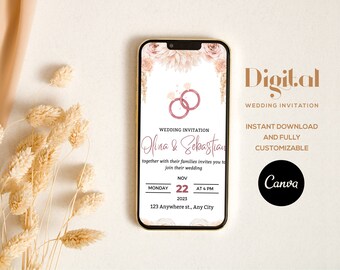 Animated Wedding Invitation Video Template, Wedding card Video Invitation Template Canva, Canva Wedding Invitation Digital Video