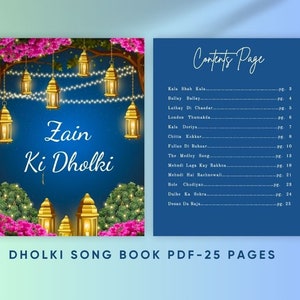 Modern Dholki Book, Desi Song Book, Dholki Songs book, Mehndi Song Book, Bollywood Songs for Asian Indian Pakistani Weddings, Dholki