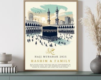 Personalized Hajj Mubarak, Muslim Hajj gift, Hajj Mubarak gifts, Hajj print, Islamic Hajj poster, Hajj gifts, Personalized Hajj frame