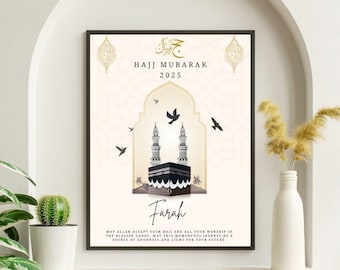 Personalized Hajj Mubarak, Muslim Hajj gift, Hajj Mubarak gifts, Hajj print, Islamic Hajj poster, Hajj gifts, Personalized Hajj frame