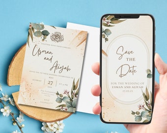 Muslim Wedding Invitation, Animated Wedding invite Video Template, Wedding card Video Invites Canva, einvite, Electronic Wedding Invitation
