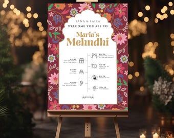 Mehndi Wedding Welcome Sign, A1, A2, A3, A4, Pakistani Wedding, Walima sign, Muslim Welcome Sign, Mehndi itinerary Welcome Sign, Mendhi sign