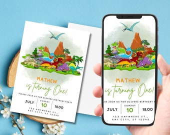 Editable Dinosaur Birthday Invitation, Digital Kids Birthday invite, Dinosaur Birthday invitation, Birthday Party Invitation, Dinosaur card