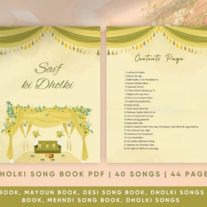 Modern Dholki Book, Desi Song Book, Dholki Songs lyrics book, Mehndi Song Book, Bollywood Songs for Asian Indian Pakistani Weddings,  Dholki