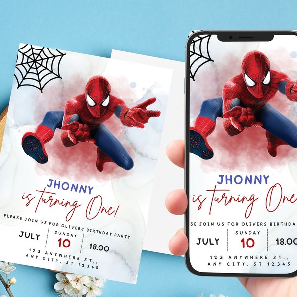 Editable spiderman Birthday Invitation, Digital Kids Birthday invite, Birthday invitation, Birthday Party Invitation, spiderman card, invite