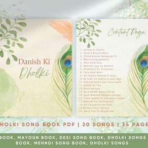 Modern Dholki Book, Desi Song Book, Dholki Songs lyrics book, Mehndi Song Book, Bollywood Songs for Asian Indian Pakistani Weddings,  Dholki