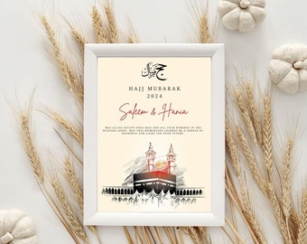 Personalized Hajj Mubarak, Muslim Hajj gift, Hajj Mubarak gifts, Hajj print, Islamic Hajj poster, Hajj gifts, Personalized Hajj frame