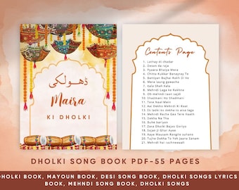 Modern Dholki Book, Desi Song Book, Dholki Songs lyrics book, Mehndi Song Book, Bollywood Songs for Asian Indian Pakistani Weddings,  Dholki