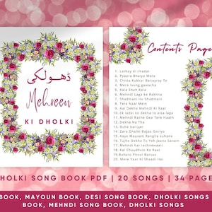 Modern Dholki Book, Desi Song Book, Dholki Songs lyrics book, Mehndi Song Book, Bollywood Songs for Asian Indian Pakistani Weddings,  Dholki