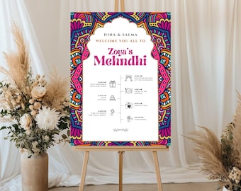 Mehndi Wedding Welcome Sign, A1, A2, A3, A4, Pakistani Wedding, Walima sign, Muslim Welcome Sign, Mehndi itinerary Welcome Sign, Mendhi sign