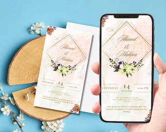 Animierte Hochzeitseinladung Video Vorlage, Hochzeitskarte Video Einladung Vorlage Canva, Canva Hochzeitseinladung Digital Video