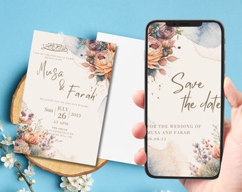 Editable Digital Muslim Wedding Invitation Template Nikkah Walimah Shaadi Baraat, Animated Wedding Invitation, Wedding Invite, einvite, card