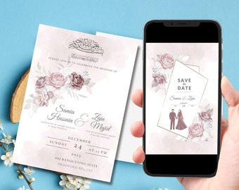 Editable Digital Muslim Wedding Invitation Template, Nikkah Walimah Shaadi Baraat, Animated Wedding Invitation, Islamic Wedding Invitation