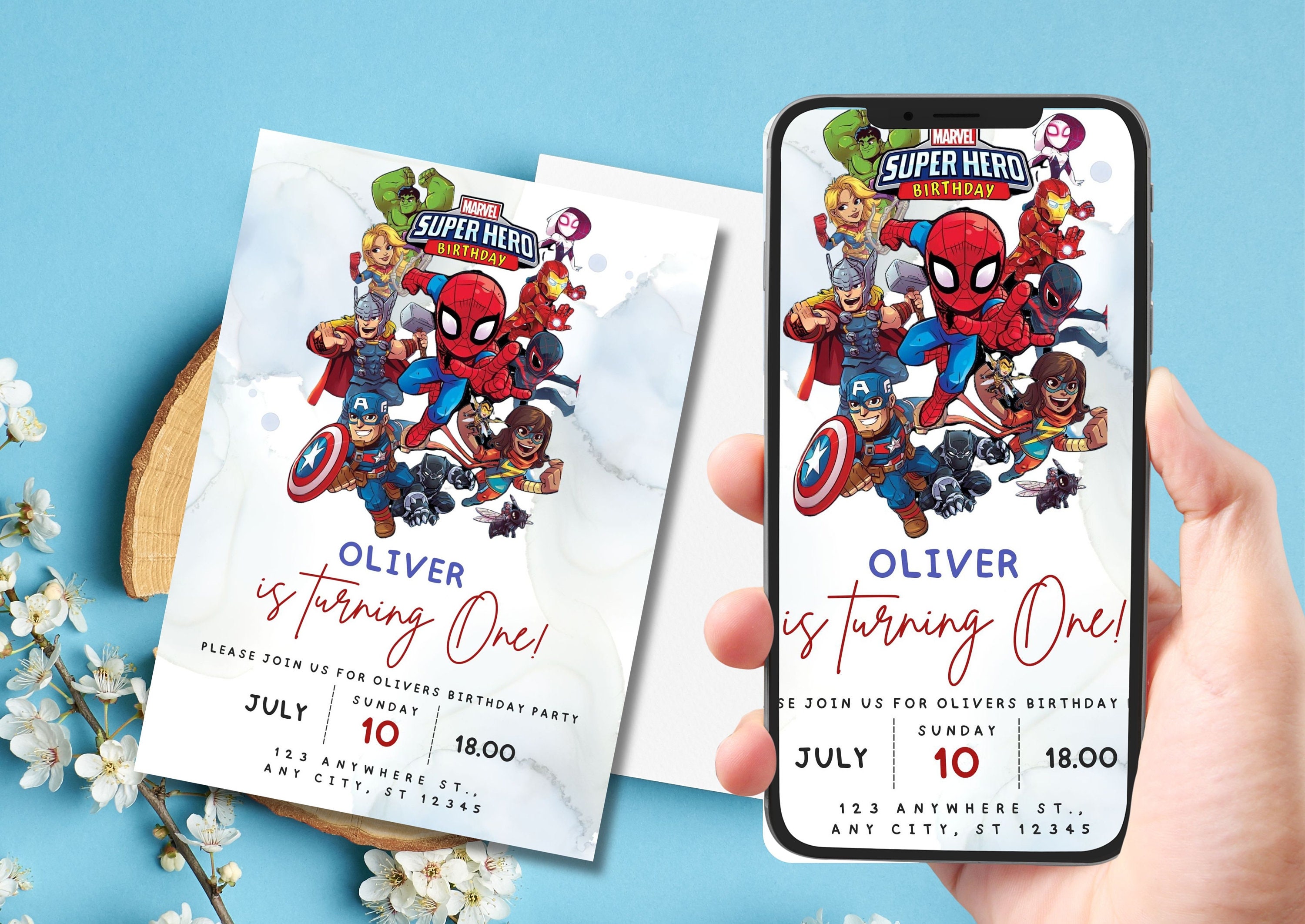 Avengers Birthday Invitation Template, Digital Kids Party Template
