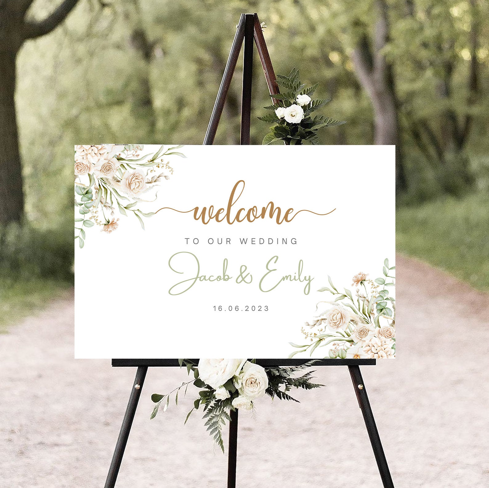 Editable Wedding Welcome Sign Template, Floral Welcome Board Template ...