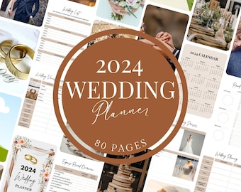 80-stronicowy szablon Canva Wedding Planner, Wedding Planner, Wedding Itinerary, Wedding Planning Book, Wedding Planning Checklist, Printable