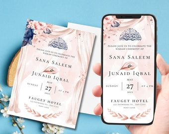 Editable Muslim Wedding Invitation, Modern Nikkah Invitation, Animated Wedding Invitation, Wedding Invite, Islamic wedding invite, Floral