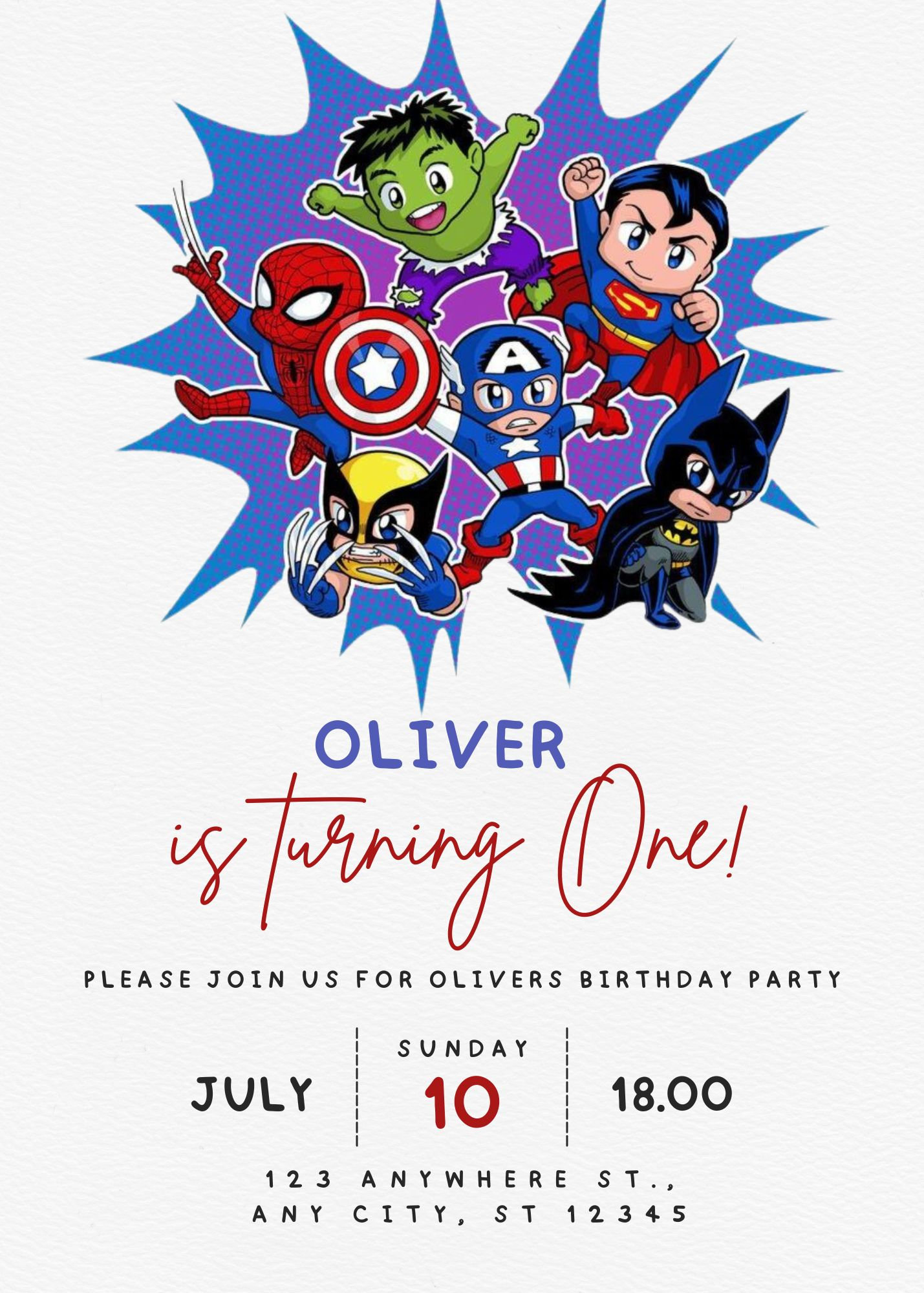Animated Avengers Birthday Invitation, Digital Kids Party Template, Avengers Invitation