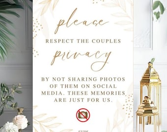 Personalised No Social Media Wedding Sign, Guest Notice, No Photos Until Posted, Notice for Wedding Guests, Printable Wedding Signs