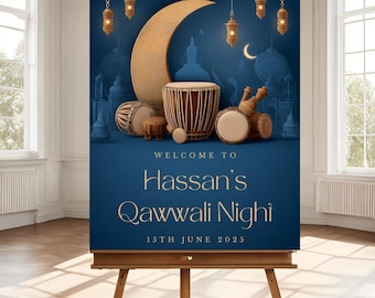 Qawwali Night Welcome Sign, A1, A2, A3, A4, Custom Qawwali Event, Qawwali Party Invitation, Qawaali Poster,Sufi Night Decor,Desi Music Night