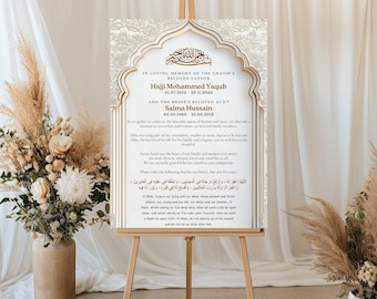 Personalised In Memory Of Sign, Printable In Loving Memory Sign for Wedding, Islamic Memorial Sign, Memory Sign Board, Muslim Welcome Sign