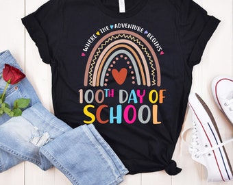 100 Days Of School Rainbow 100th day Teacher Adult Kids Toddler, 100th Day of School Shirt, 100 Days of School Shirt, Student Shirt