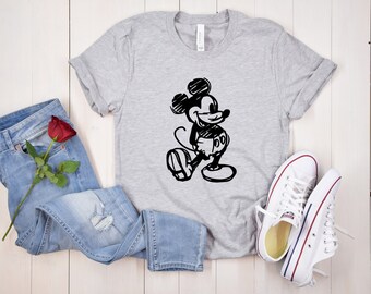 Mickey Vintage Shirt, Mickey Sketch Disney Shirts, Mickey Ears Shirt, Toddler Birthday Shirt, Disney Gift for Kids,Disneyworld Shirts Family