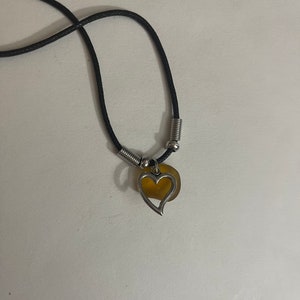 Caramel Beach Glass Necklace with Heart Charm