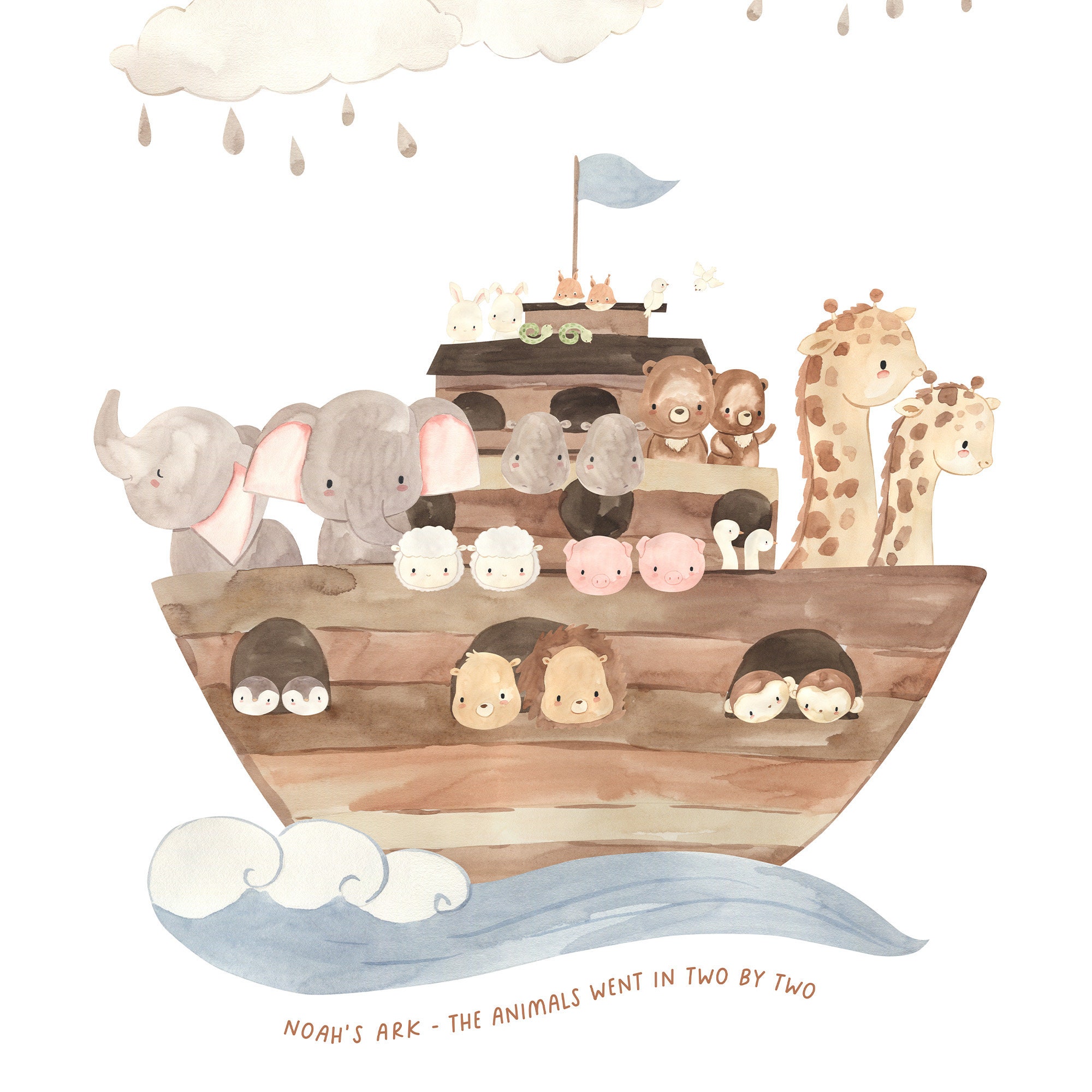 Noahs Ark Nursery Prints Set of 3 Printables Cute Animal - Etsy