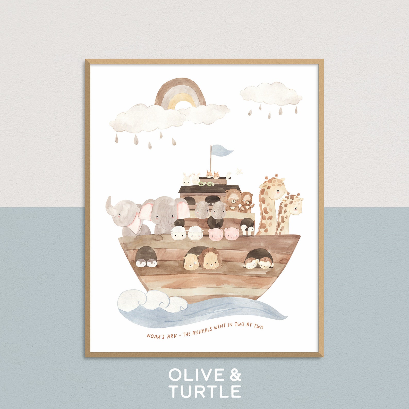 Noah’s Ark Nursery Prints, Set of 3 Printables, Cute Animal Nursery ...