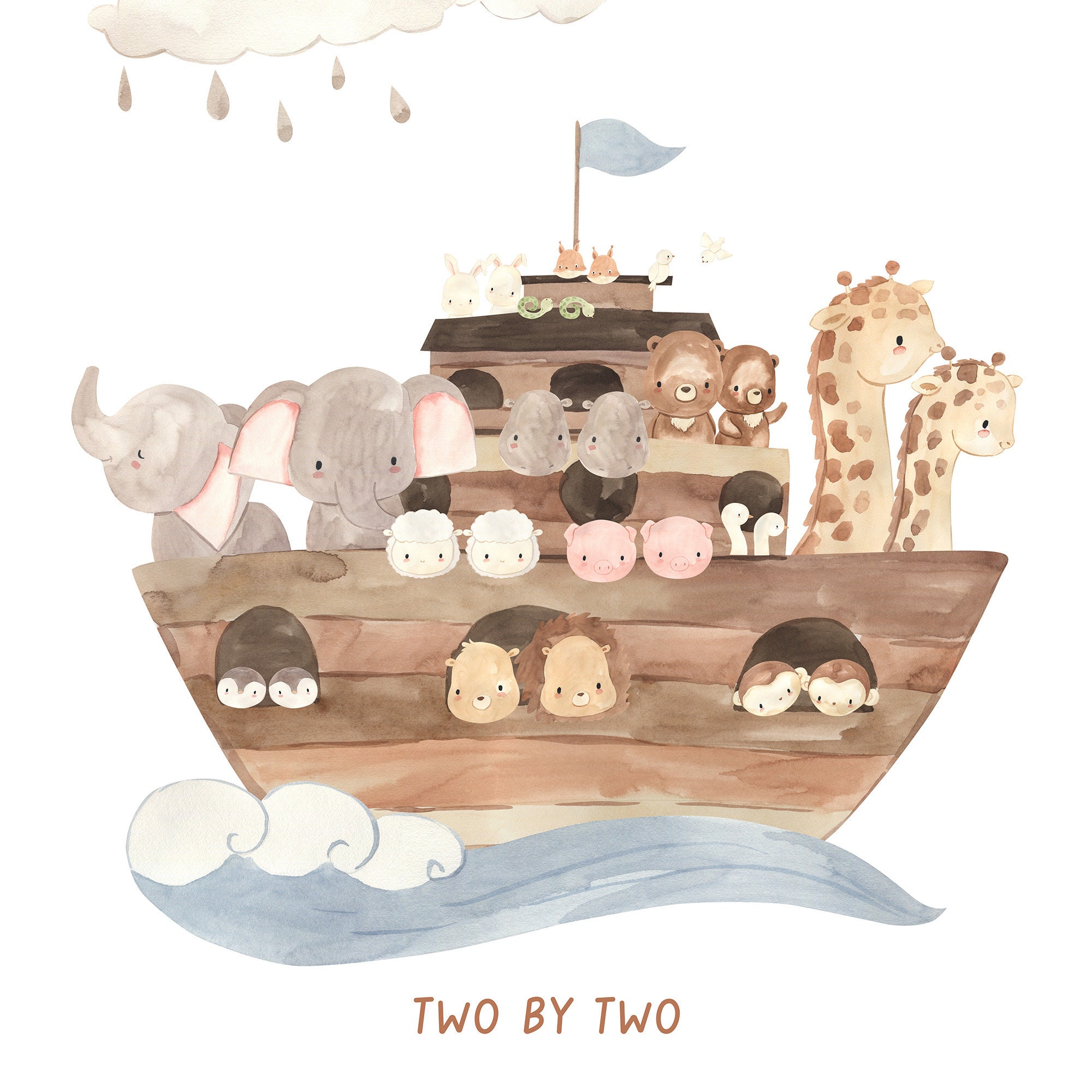 Noahs Ark Nursery Prints Set of 3 Printables Cute Animal - Etsy