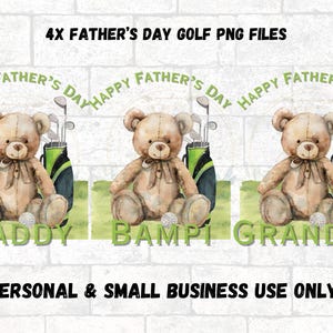 5 x schattige beer Vaderdag png, golf, vader, opa, opa, stiefvader, bampi, papa-bestand, instant digitale download, sublimatieontwerp, kaart, mok