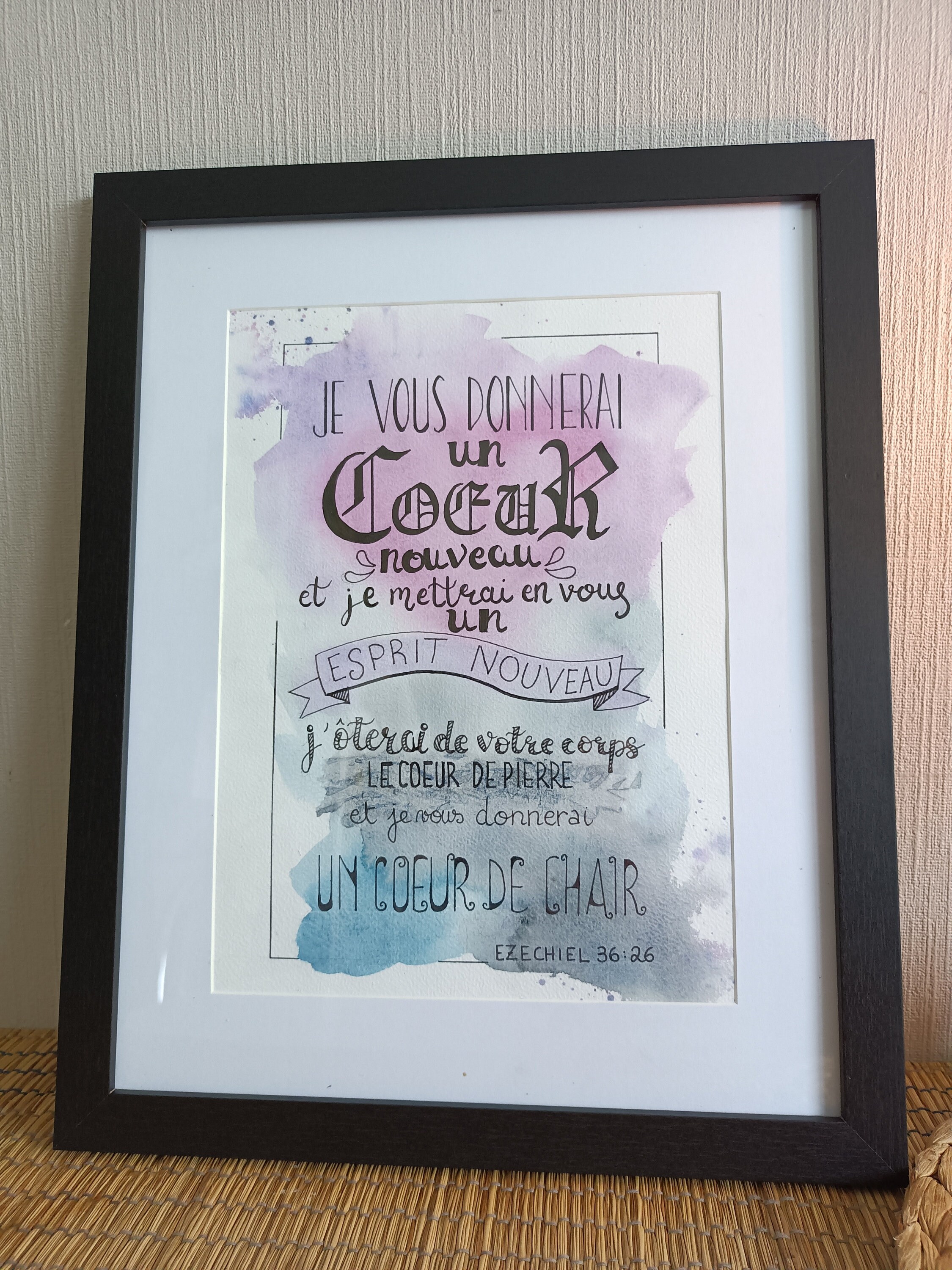 Aquarelle Unique et Originale - Verset Biblique