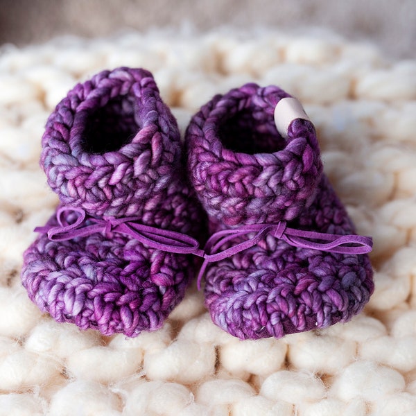 Wool Booties, in Violet Merino