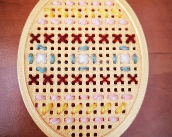 Easter Egg Cross Stitch Keyring Plastic Frame Template - Make Your Own Personal Stitched Egg! - UK Seller - Postage Upgrade Available!