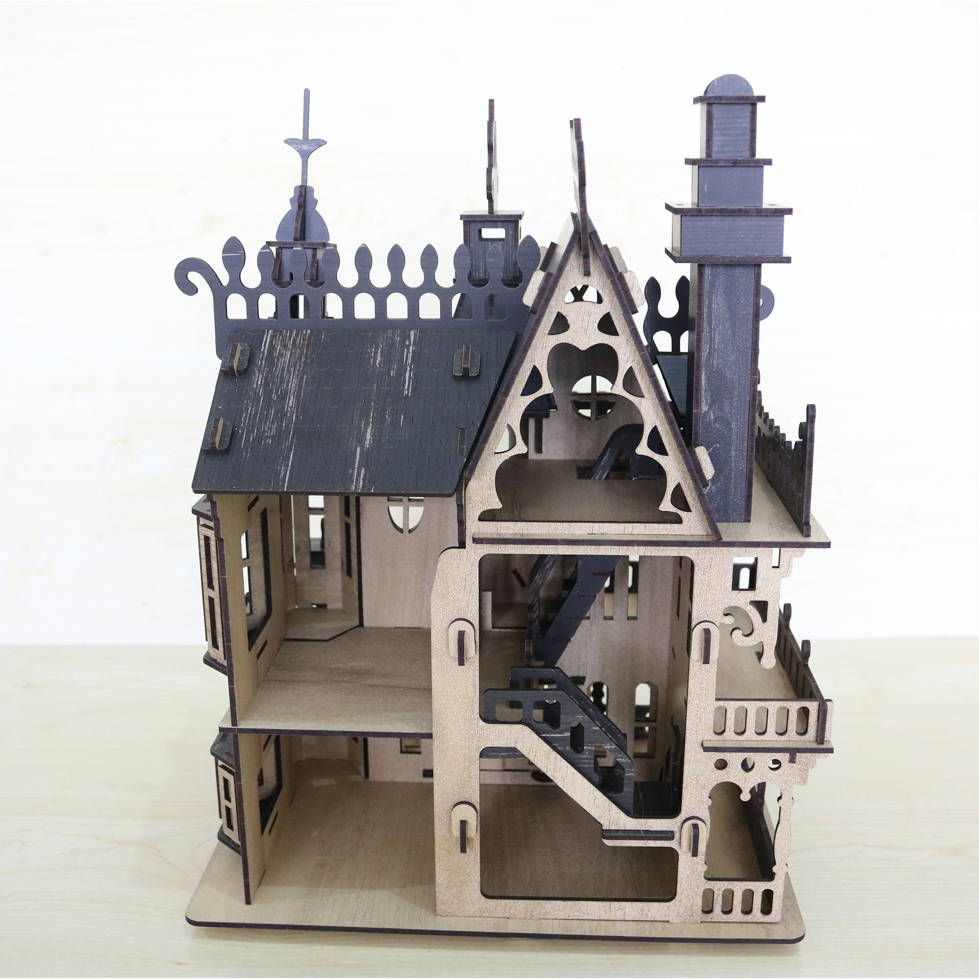 ビクトリア朝の家、木製のドールハウス、ミニチュア DIY ドールハウス