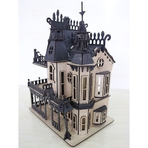 Victorian House, Wooden Dollhouse,  Miniature DIY Dollhouse