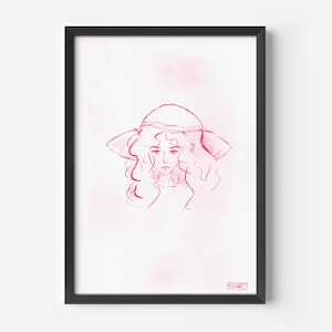 Flower Girl Minimalist Woman Art Print - Simple Wall Art For Bedroom, Living Room and Hallway | Beautiful Art Gift