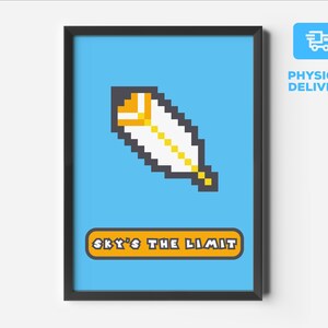 Super Mario Brothers Inspired Poster - Sky&#39;s The Limit - Video Game Poster, Retro Game Prints, Gamer Gift