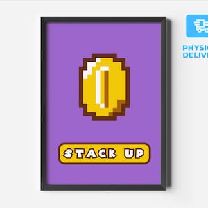 Super Mario Brothers Inspired Poster - Stack Up - Video Game Poster, Retro Game Prints, Gamer Gift