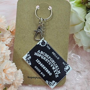 Ouija board & Planchette Keyring ~ Halloween, paranormal key charm accessory