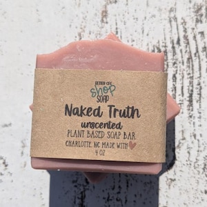 Naked Truth Unscented Soap – Handmade Vegan Soap Bar – Natural Skincare with Shea Butter – Gentle for Sensitive Skin – Zero Waste Gift