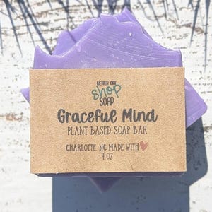 Plant-Based Graceful Mind Cold Process Soap Bar, Lavender Scent, Handmade Natural Soap, Vegan Artisan Soap, Moisturizing Soap Bar