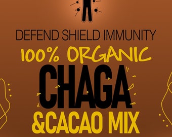 Soul of Life  100% Organic Mushroom Blends -  Organic Chaga & Organic Peruvian Criollo Cacao Adaptogen Blend 100g