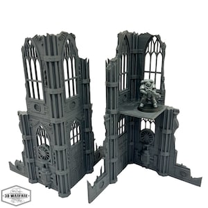 Two Gothic Ruined Towers Scenery Scatter Terrain For 28/32mm Tabletop Miniature Wargames