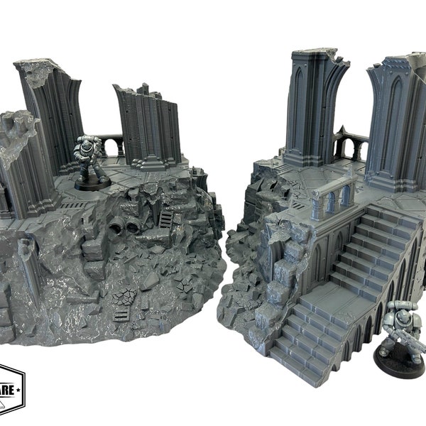 Large Gothic Ruined Corner Buildings Scenery Scatter Terrain For 28/32mm Tabletop Miniature Wargames