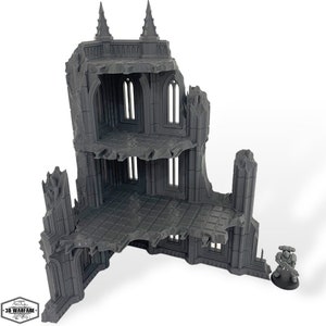 Large Gothic Ruined Tower Building Scenery Scatter Terrain For 28/32mm Tabletop Miniature Wargames